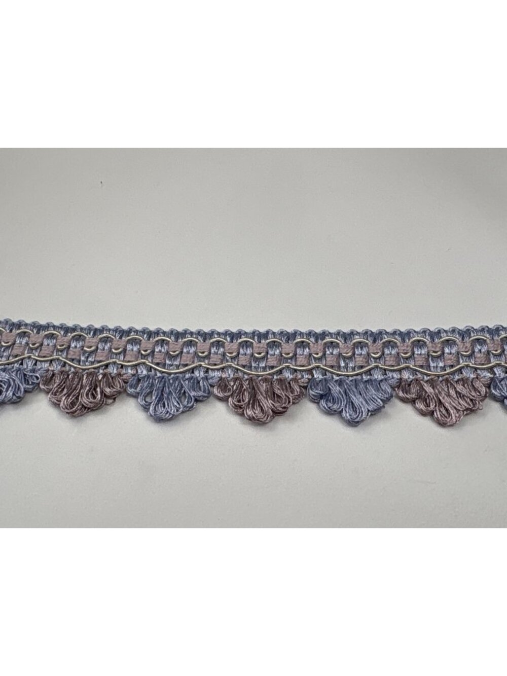 French Viscose Braided 1.5" x 1 yard Lace Trim Scalloped Edges Blue Lavender